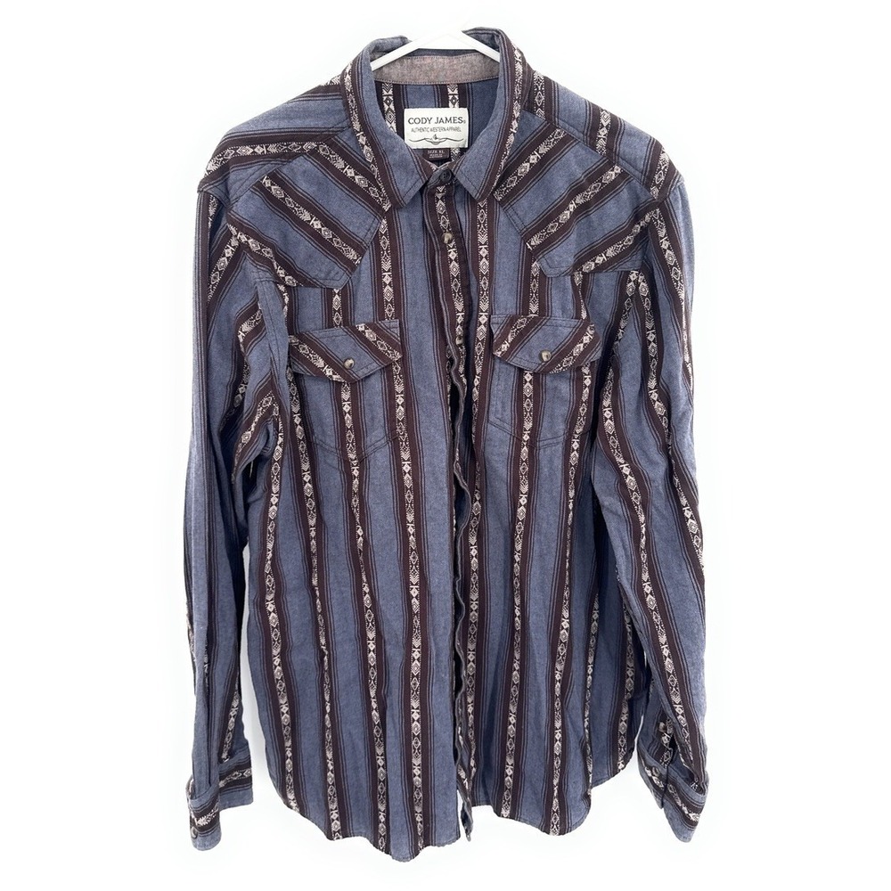 Cody James Western Wear Pearl Snap Long Sleeve Aztec Print Shirt Men's XL
